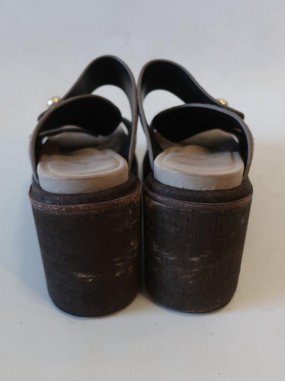 Womens Rag & Bone Taupe Suede Gold Button Platform Wedge Slide Sandals 39 US/9 - Picture 5 of 14